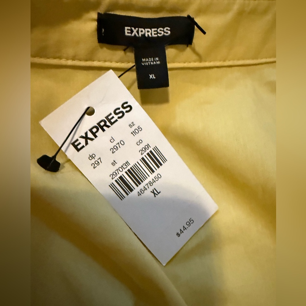 Express Light Yellow Button Down Blouse NWT - image 2